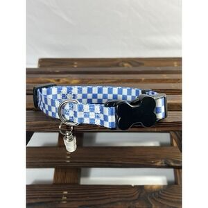 Plastic Clip Collar - Checker Blue /White - 1/2" Wide - Fits 6-9" Neck - Small